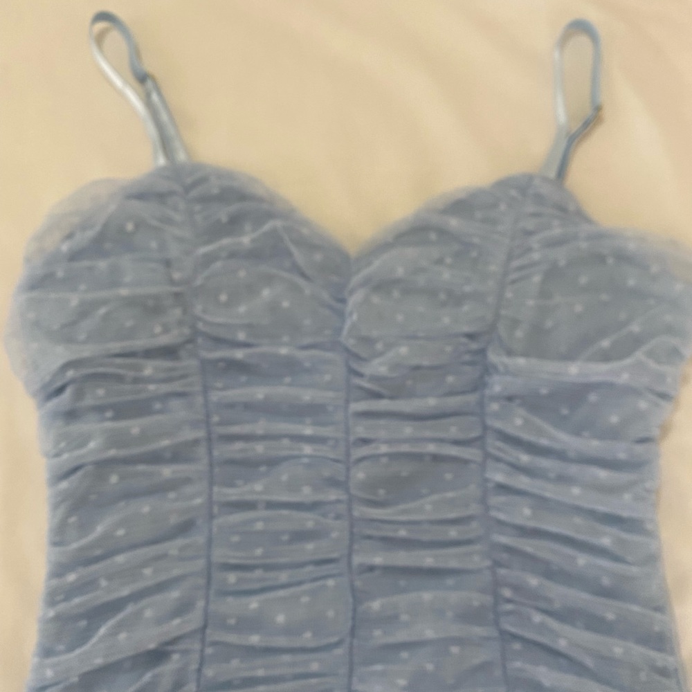 New Ruched Mesh Mini Dress - Picture 2 of 4